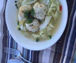 Thai Inspired Chicken Meatball Soup with Cabbage Noodles (HCG P2)