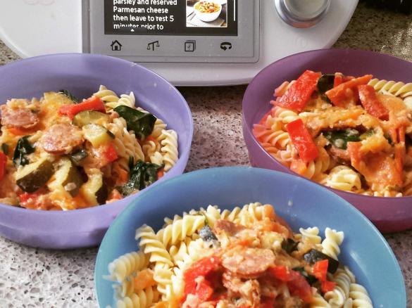 Creamy Tomato and Chorizo Pasta (for 8)