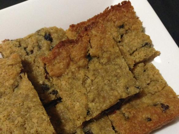 Oats, sultanas and golden syrup slice