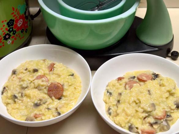 Risotto with Choritzo and Mushrooms