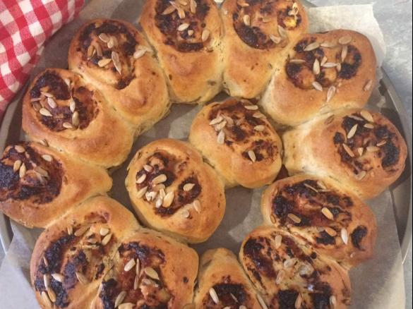 Cheese and quince paste scrolls