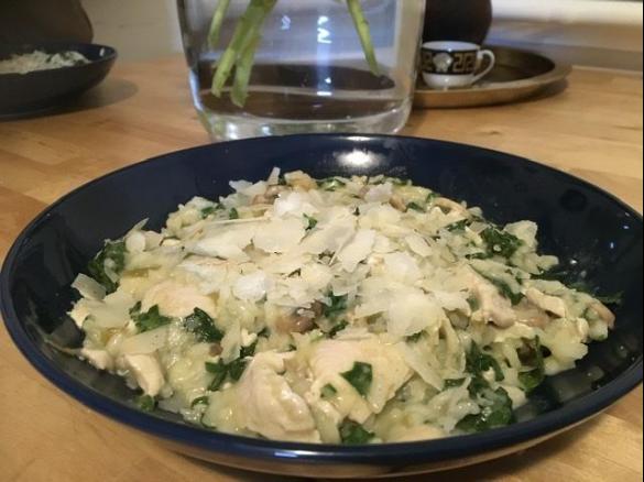 Garlicky Chicken and Spring Vegetable Risotto