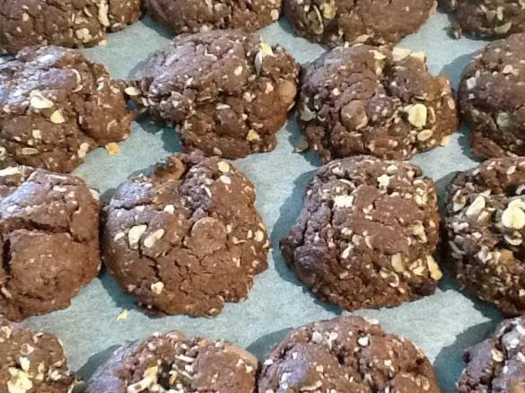 Double Chocolate, Choc Chip Oat Cookies