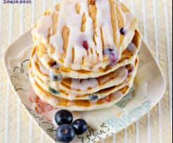 Blueberry ricotta pancakes with a lemon glaze
