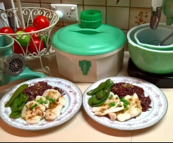 Hoki with Chilli and Ginger dressing and Red Rice 