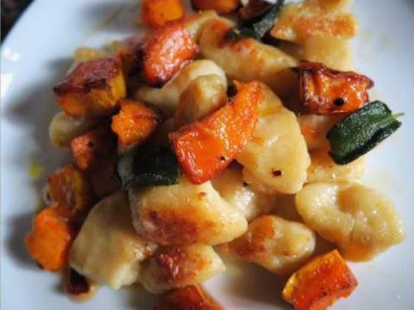 Pan fried gnocchi with roast pumpkin and a burnt sage butter
