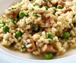 Zucchini, Pea and Bacon Risotto