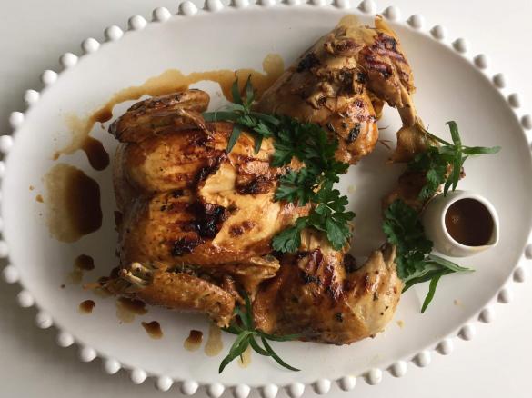 Fresh Herb and Honey Butterflied Chicken with Jus