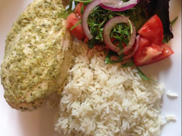 Chicken, Lime and Coconut Parcels with Coconut rice