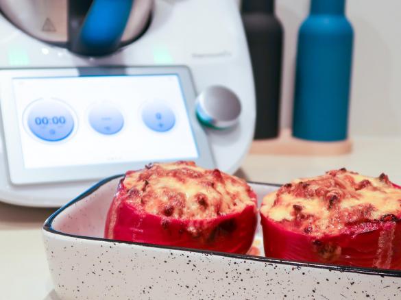 Stuffed Capsicums with Tomato, Mince & Rice