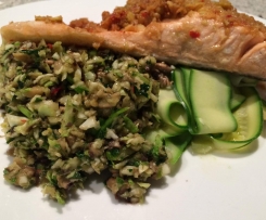 Steamed Salmon & Zuchinni with Herb, Cabbage & Mushroom Salad