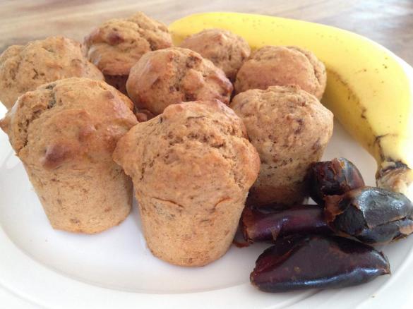 30 sec date, banana and coconut sugar mini muffins