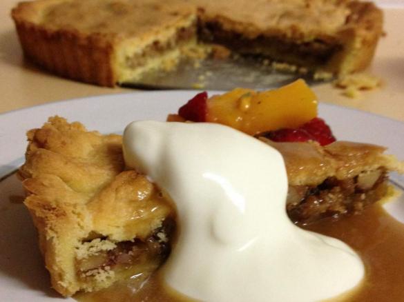 Walnut Pie with Caramel Sauce