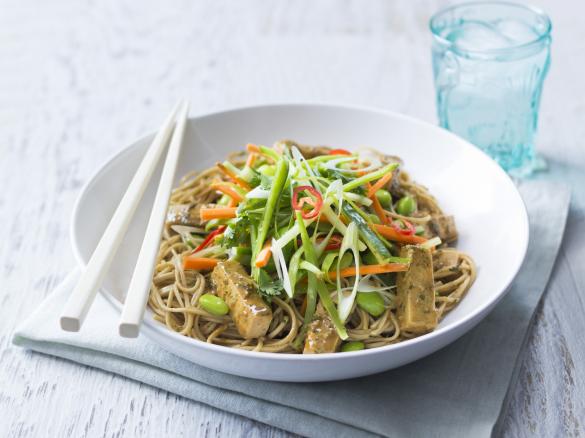 Soba noodle and tofu salad