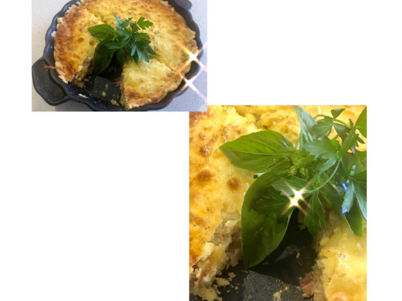 Sauerkraut, apple and bacon quiche