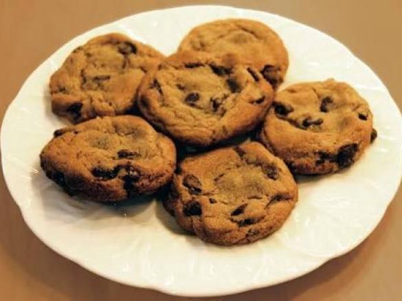 Choc chip and walnut cookies