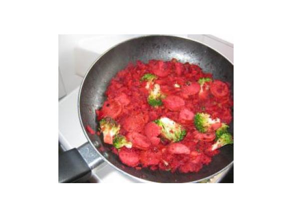 Balsamic Beetroot Brocolli & sausage entree