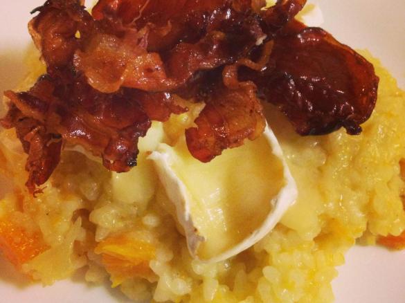Decadent pumpkin, brie and pancetta risotto