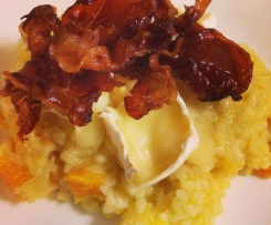 Decadent pumpkin, brie and pancetta risotto
