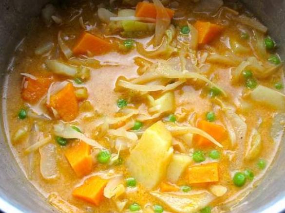 Cabbage with Sweet Potato in Coconut Milk