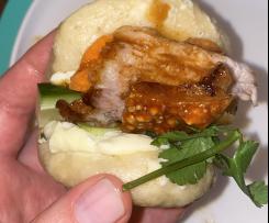 Pork Belly Bao Buns with Hoison Sauce and Kewpie Mayo