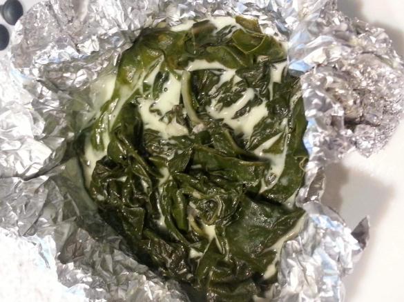 steamed silverbeet pouches in coconut cream