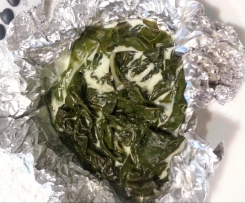 steamed silverbeet pouches in coconut cream