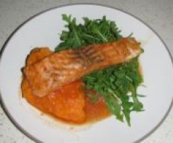 Chargrilled Salmon with Maple Syrup Marinade & Sweet Potato Mash