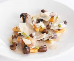 Potato gnocchi with sautéed mushrooms and porcini cream