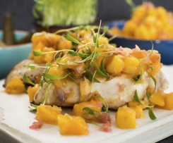 Mango salsa with lime bursts