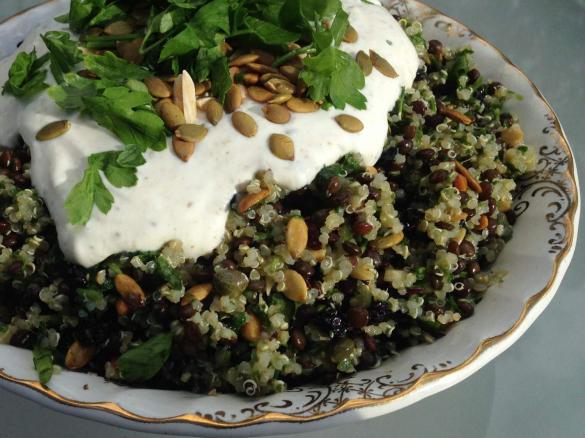 Crunchy Quinoa & Puy Lentil Salad with Yoghurt Dressing