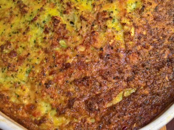 Crustless bacon and broccoli quiche