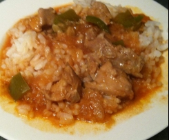Chicken and capsicum with rice