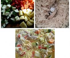 Shredded chicken and vegetable soup