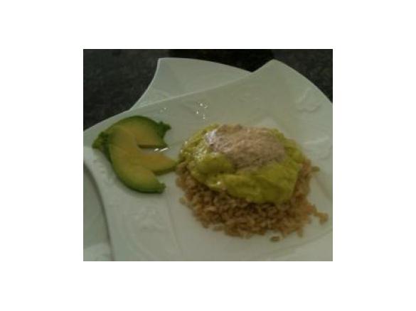 Avocado Fruit Whip with Almond Cream & Brown Rice