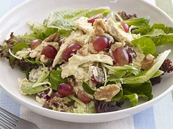 BBQ Chicken and quinoa salad with grapes and almonds