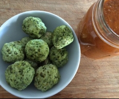 Chicken and Kale Meatballs with Tomato Sauce