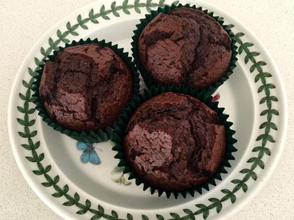 Chocolate, Beetroot and Blueberry muffins
