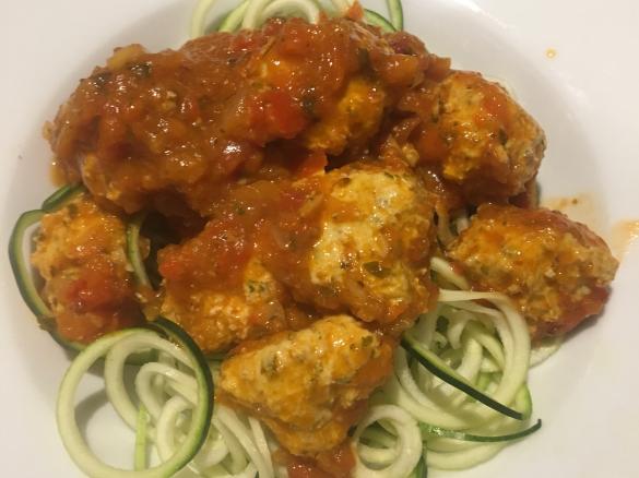 LCHF chicken cacciatore meatballs