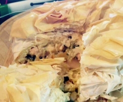 Salmon, fennel and feta filo pie