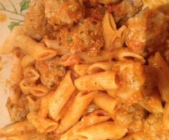 Pasta, meatballs and tomato sauce