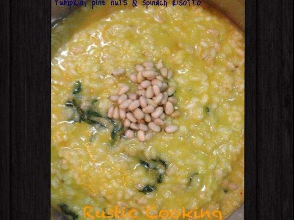 Pumpkin, pine nuts and spinach risotto