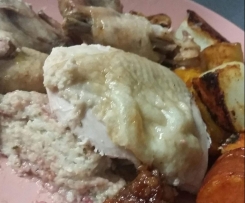 Roast Chicken Stuffed With Macadamia, Bacon and Honey