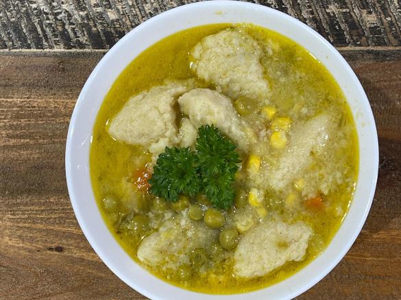 Grießklöschensuppe (German Dumpling soup)