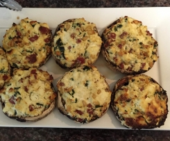 Ricotta, spinach & salami stuffed mushrooms