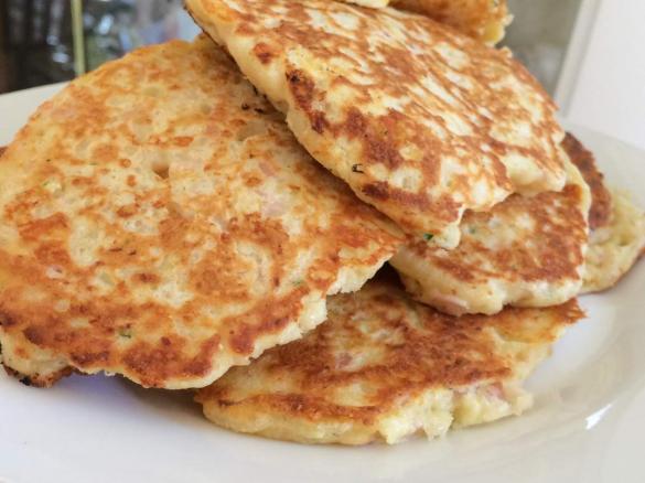 Ham, sweetcorn and cheese mini pancakes