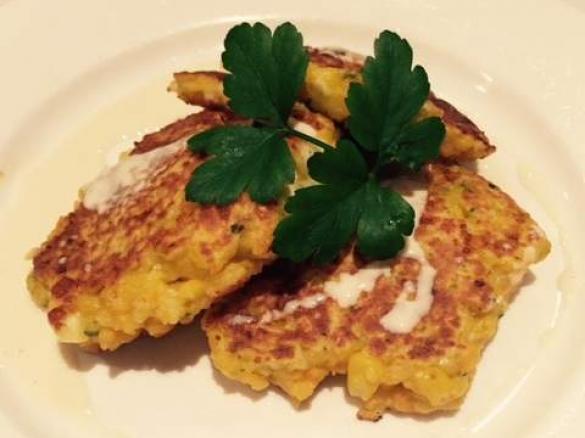 Chunky Haloumi, Sweet potato & Corn Fritters