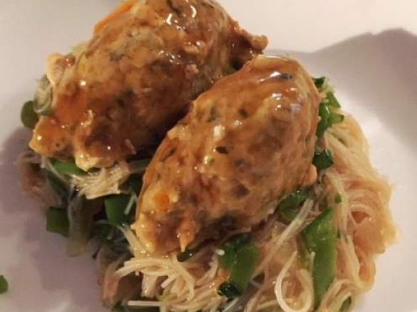 Asian style chicken dumplings - Varoma complete meal