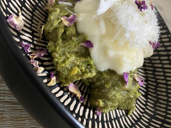 Pistachio mafrouke with clotted cream