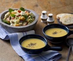 Italian chicken and couscous salad with chickpea soup